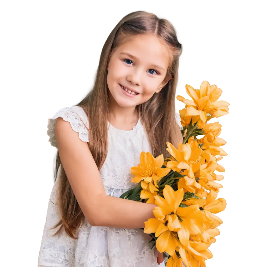 Exquisite-PNG-Rendering-Captivating-Flower-Adorned-by-a-Joyful-Little-Girl
