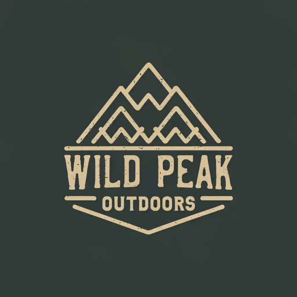 a logo design,with the text "Wild Peak Outdoors", main symbol:Mountains with trees,complex,clear background