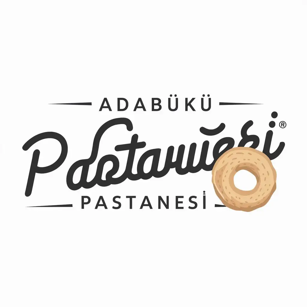 a logo design,with the text "Adabükü pastanesi", main symbol:Simit,Moderate,be used in Restaurant industry,clear background