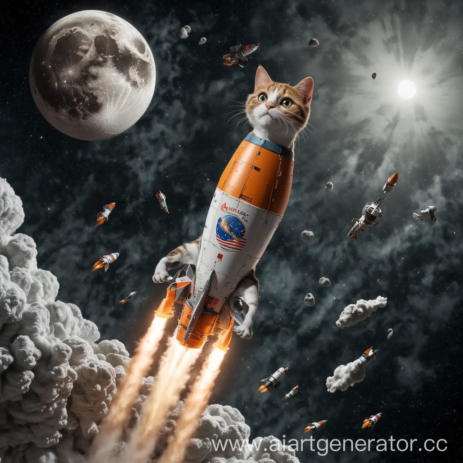 Adventurous-3D-Cat-Flying-Rocket-to-the-Moon