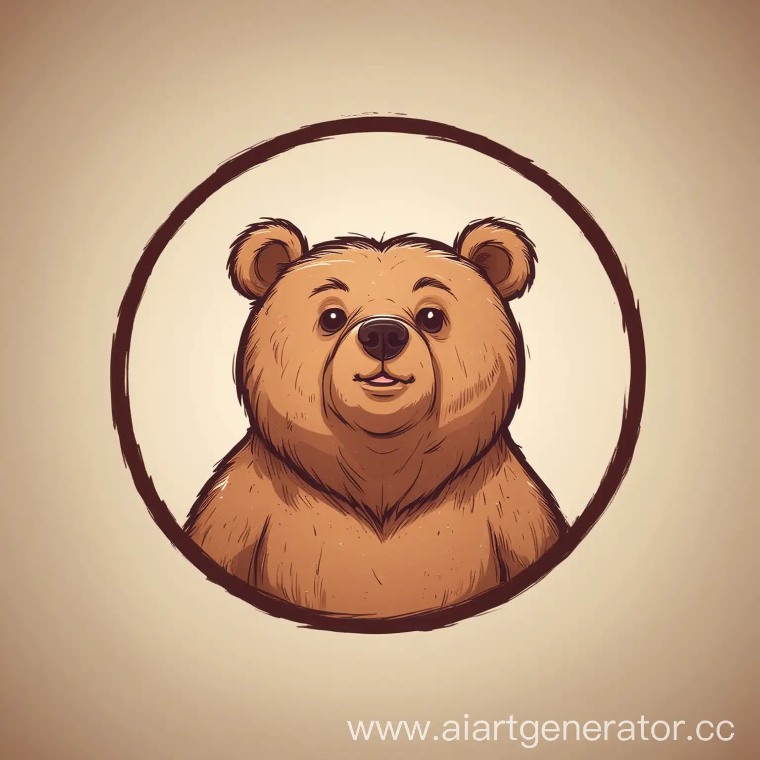 нарисуй медведя в кружочке в мультяшном стиле