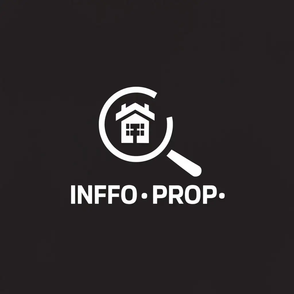 a logo design,with the text "Info Prop", main symbol:A magnifying glass, a house, and an i ,Moderate,be used in Real Estate industry,clear background