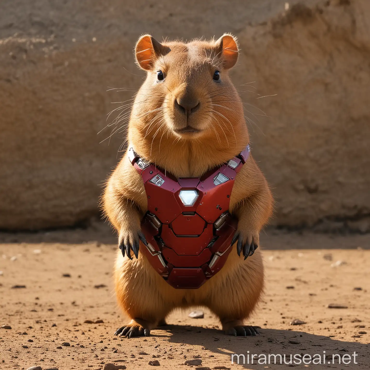 Cute Capybara Dressed as Iron Man