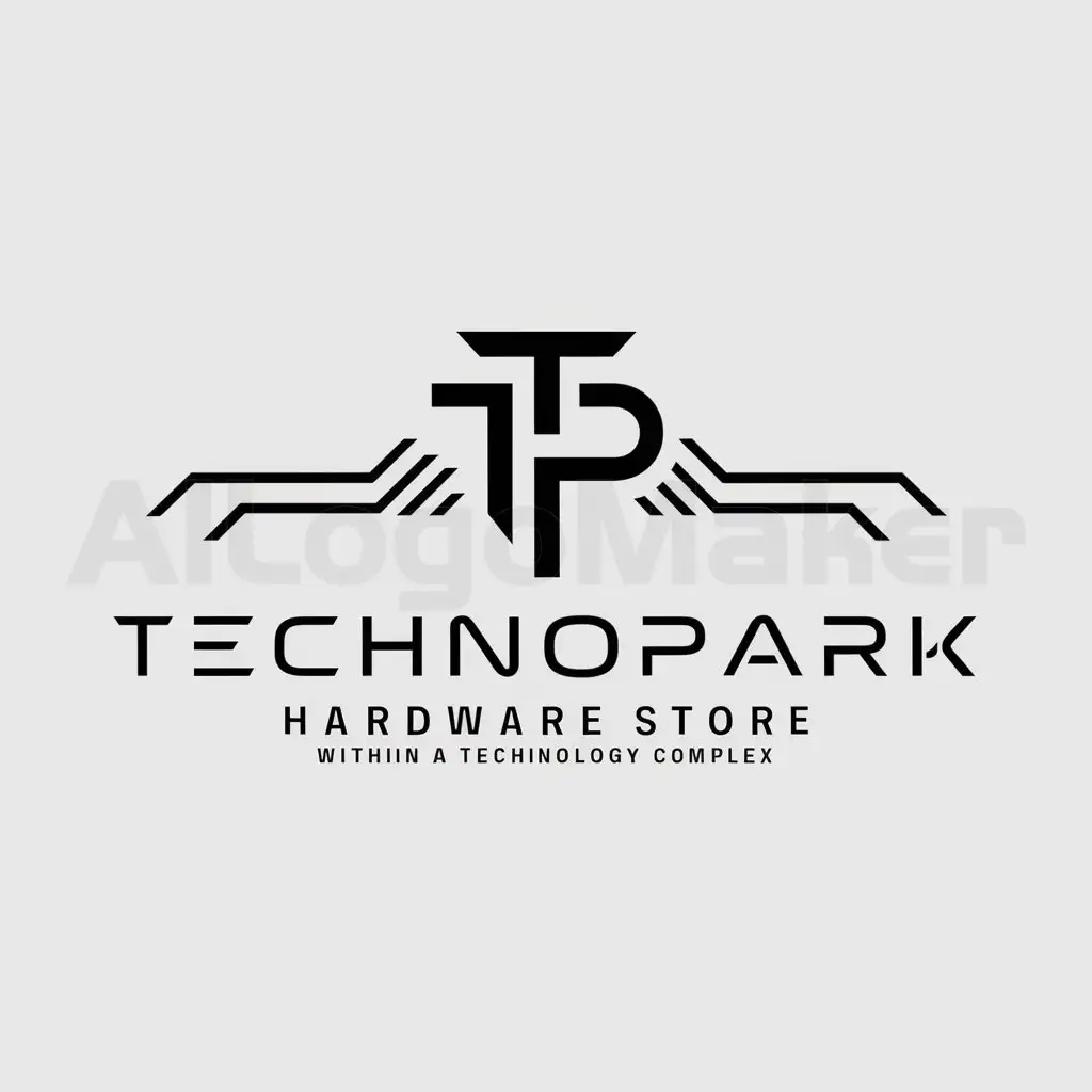 LOGO-Design-For-TechnoPark-Futuristic-TP-Emblem-for-Hardware-Store