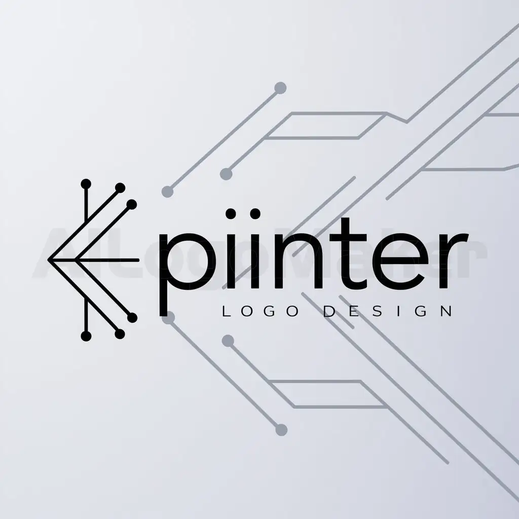 a logo design,with the text "pointer", main symbol:use circuit line to draw a simple pointer that heads towards upper left,Minimalistic,clear background