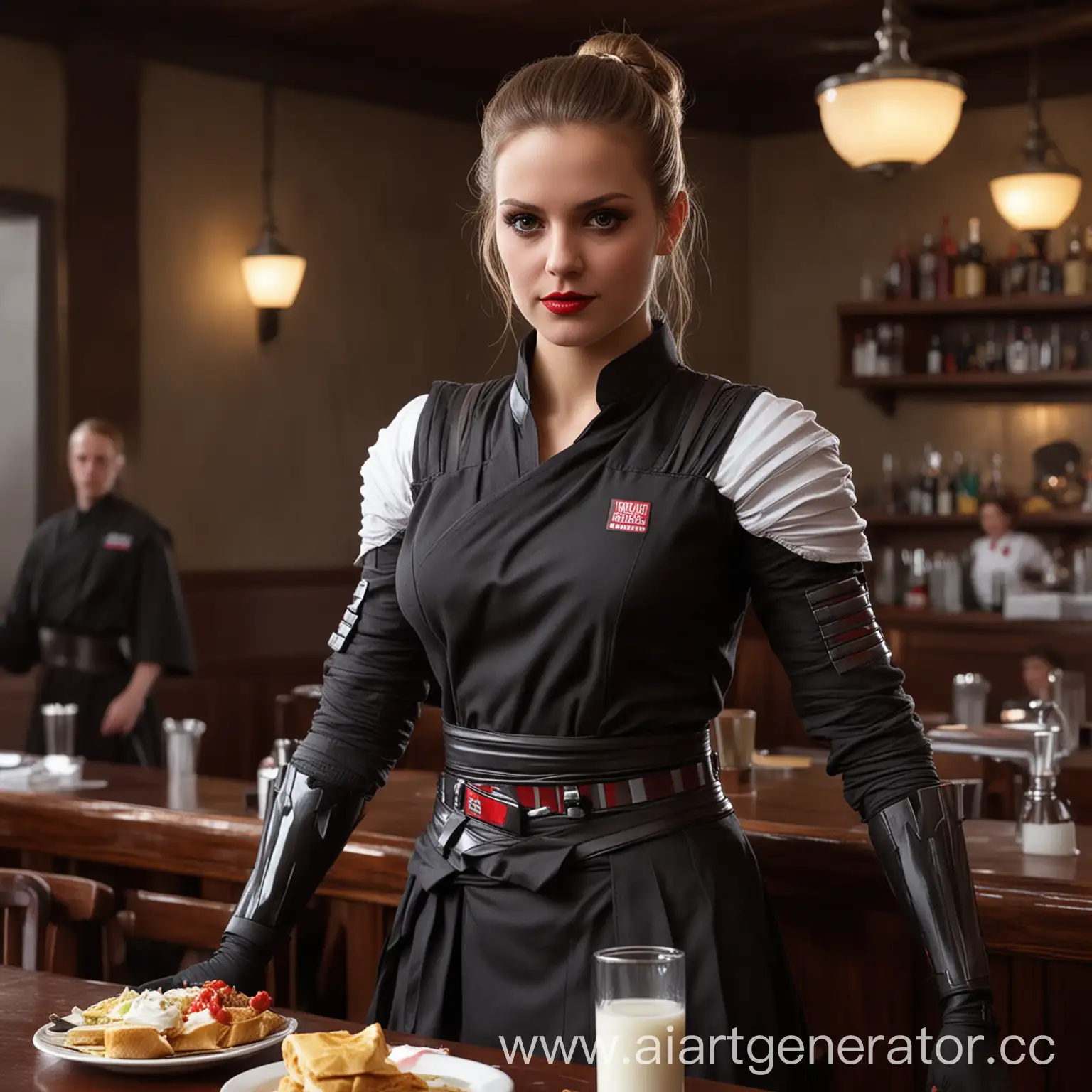 Waitress-Taking-Orders-in-a-Stylish-Cafe-Setting
