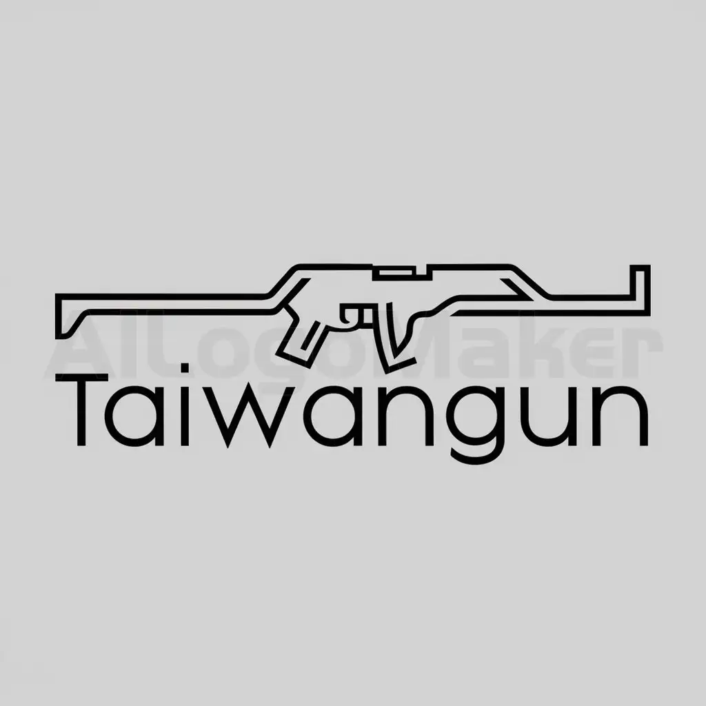 a logo design,with the text "Taiwangun", main symbol:White outline of the gun,Minimalistic,be used in Asg industry,clear background