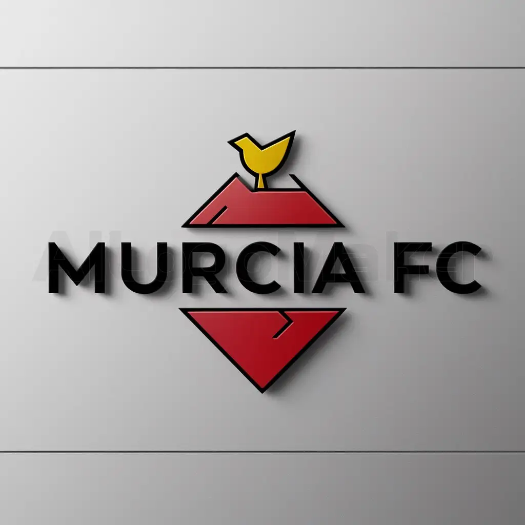 a logo design,with the text "Murcia FC", main symbol:rhombus of red color with yellow bird on top,Moderate,be used in Sports Fitness industry,clear background