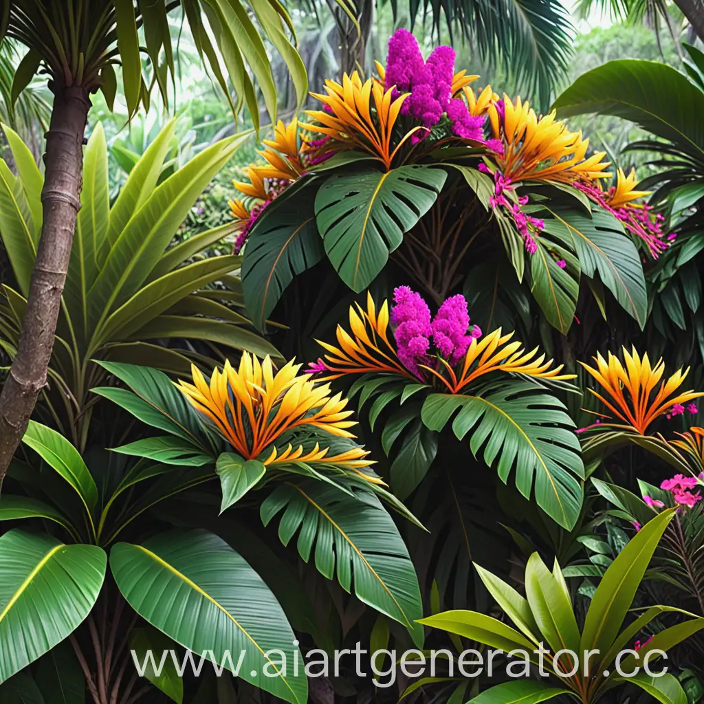 Tropical-Bush-with-Vibrant-Flowers