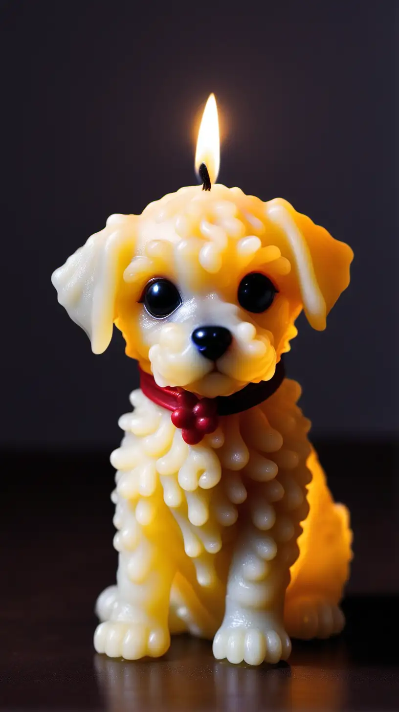 Cute puppy made of wax, as a candle