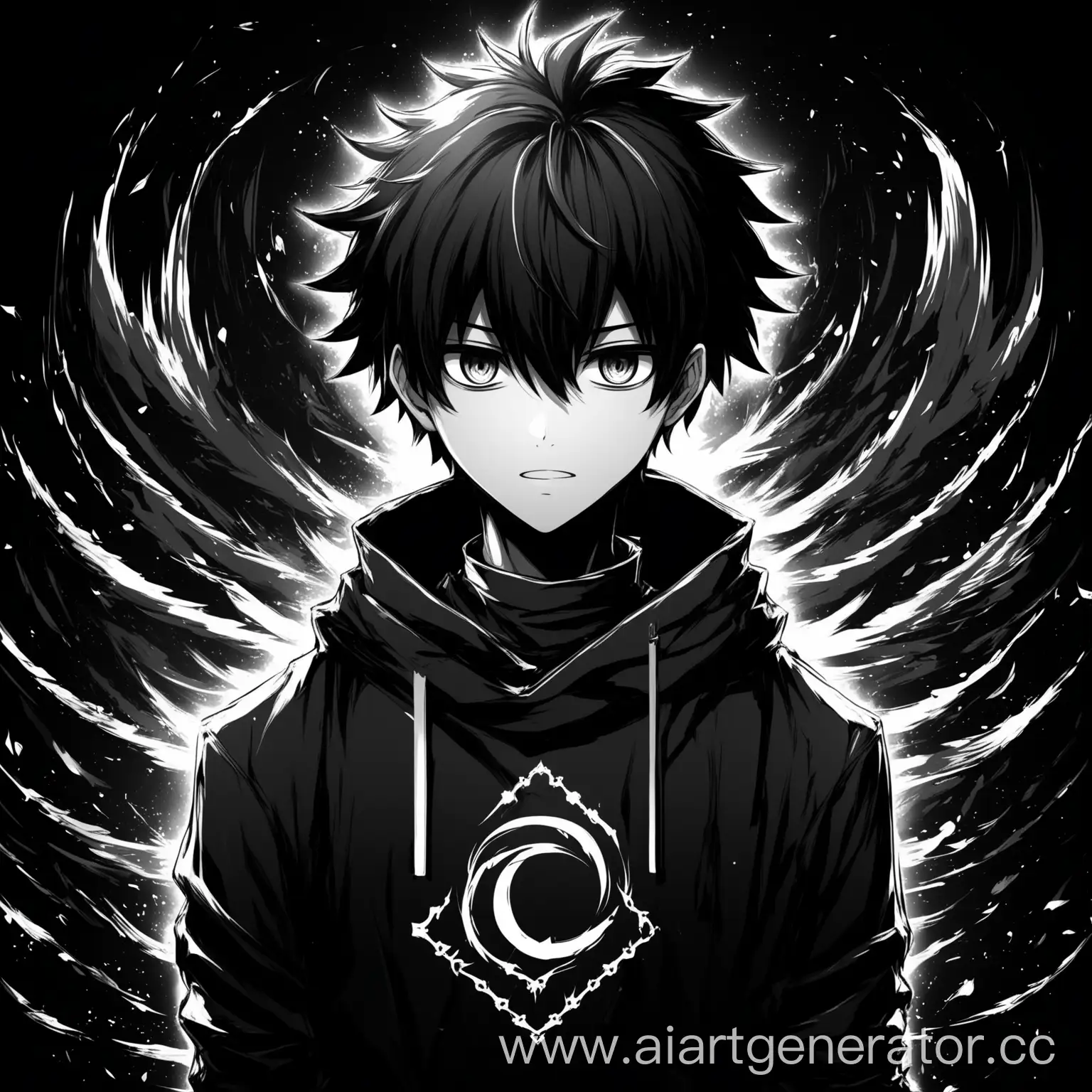Amazing anime boy dark black and white art for my logo