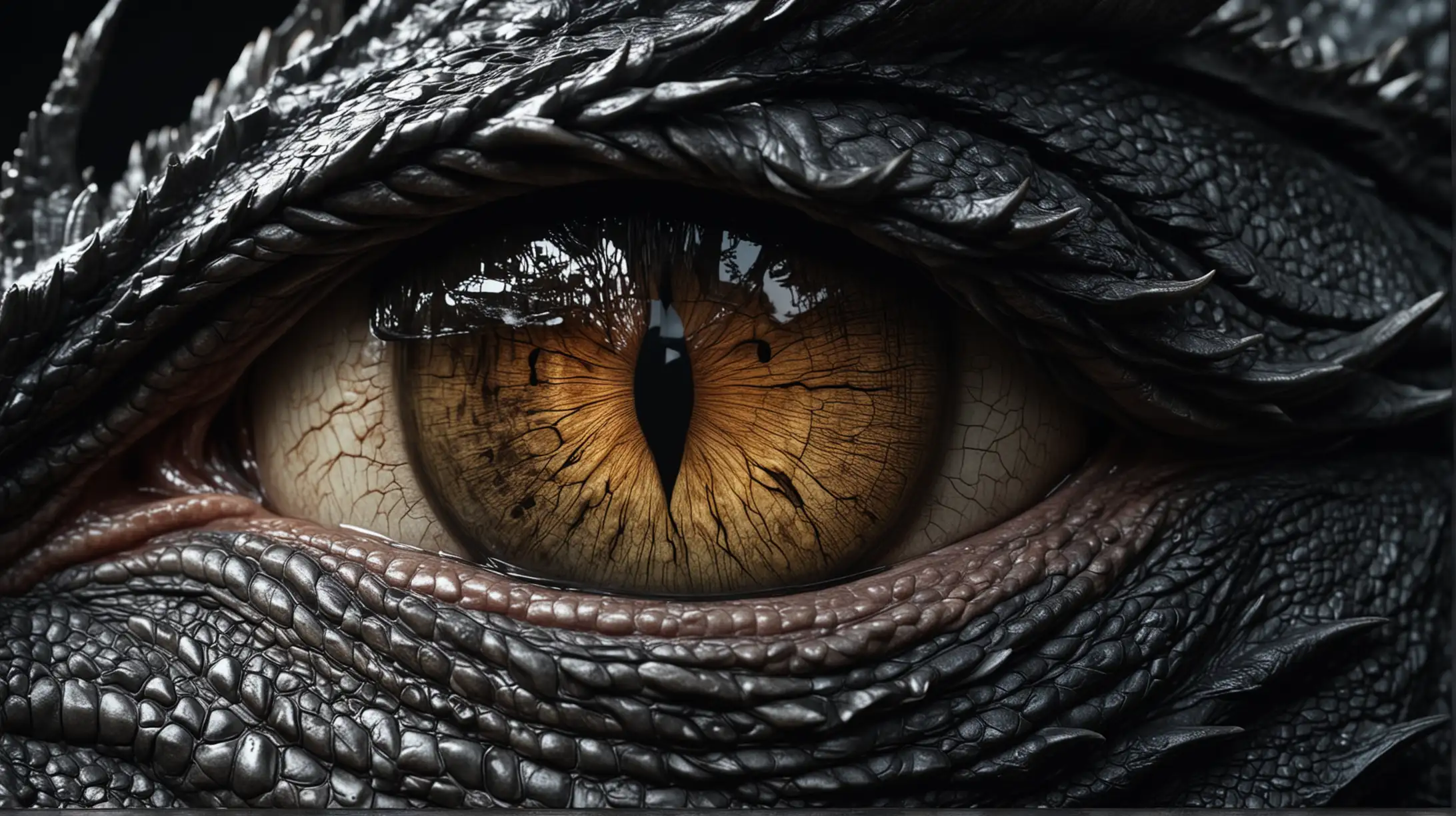 l'oeil d'un dragon, noir, hyperréaliste de haute qualité, 8K Ultra HD.
