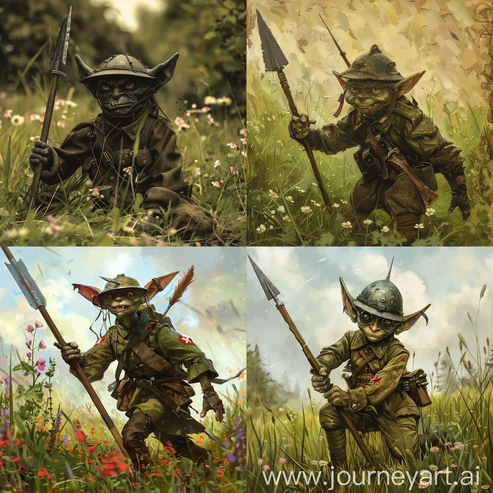 Goblin-Warrior-in-World-War-1-Meadow-with-Spear