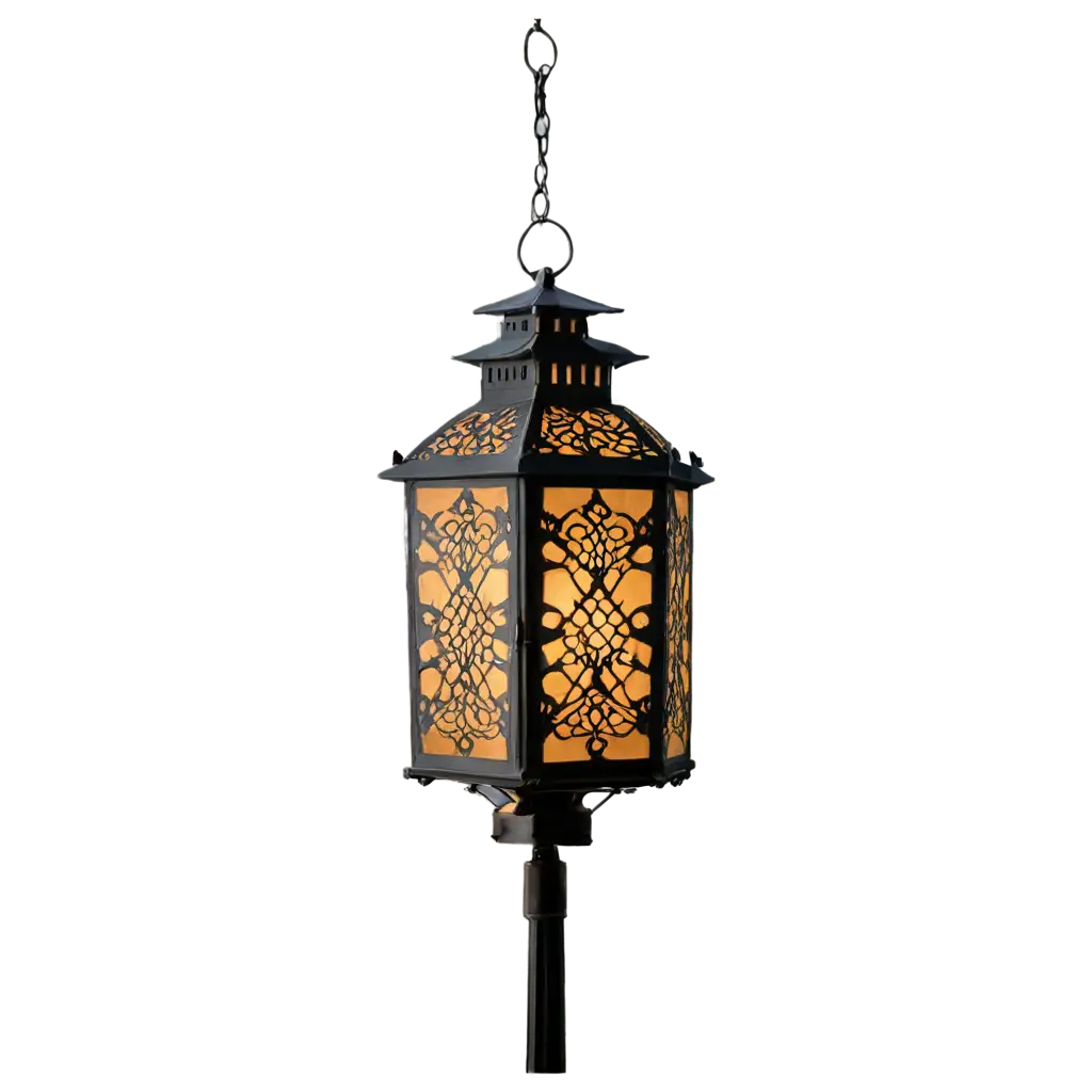 In the soft glow of twilight, a beautifully ornate lantern stands as the centerpiece of a serene setting. The lantern’s intricate design features delicate patterns that cast enchanting shadows on the surrounding surface. Its warm, golden light creates an atmosphere of tranquility and elegance, reminiscent of a peaceful evening in a cozy home or a charming outdoor space. The background, softly blurred, hints at the quiet calm of dusk, adding to the overall sense of warmth and serenity emanating from this captivating scene.