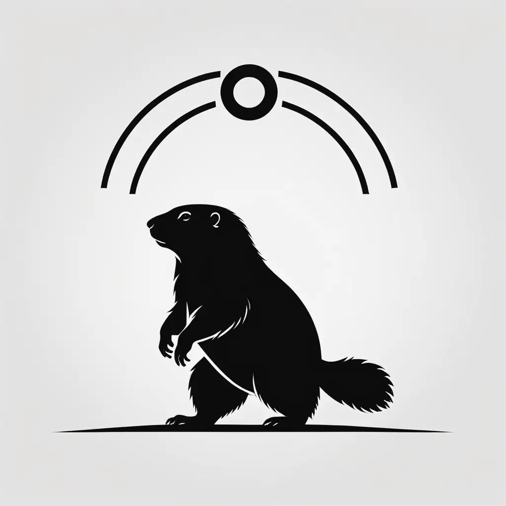 minimalistic logo of a solid black silhouette of a Olympic marmot standing on two legs on a solid white background