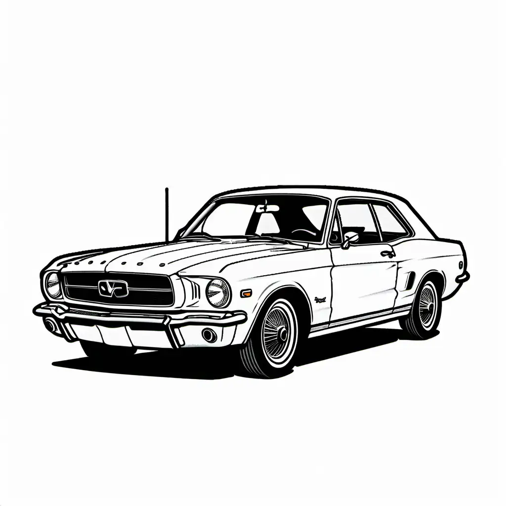 Car, Coloring Page, black and white, line art, white background, Simplicity, Ample White Space