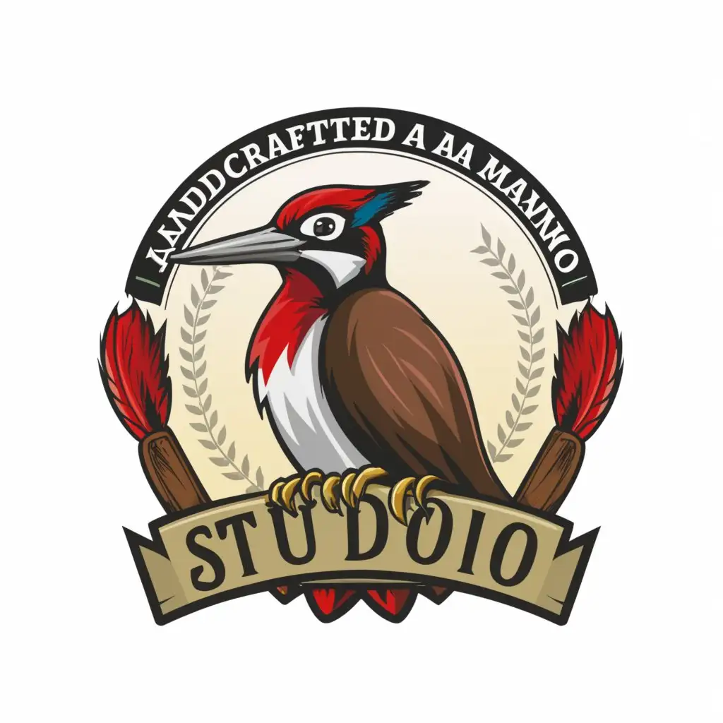 LOGO-Design-for-Handcrafted-A-Mano-Studio-Vibrant-Woodpecker-Animation-on-Clean-Background