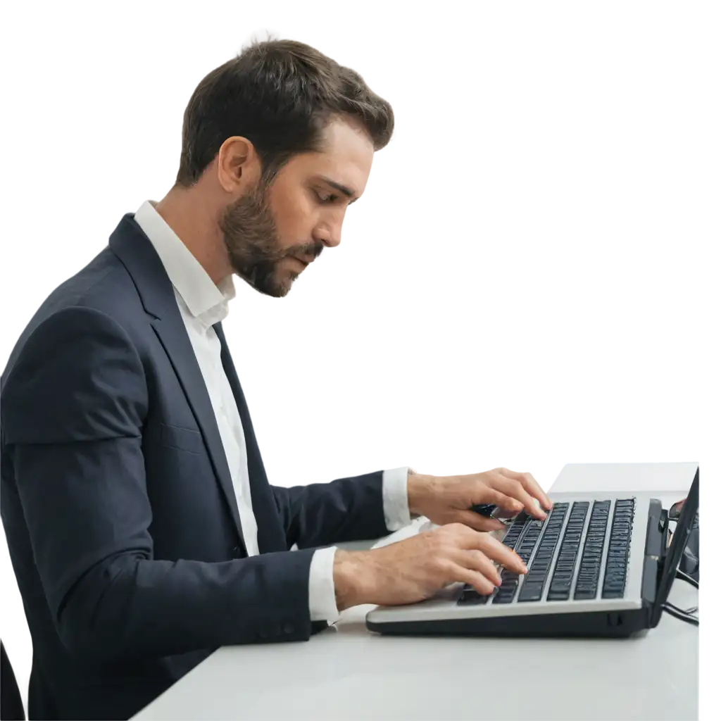 a man writing at a keyboard