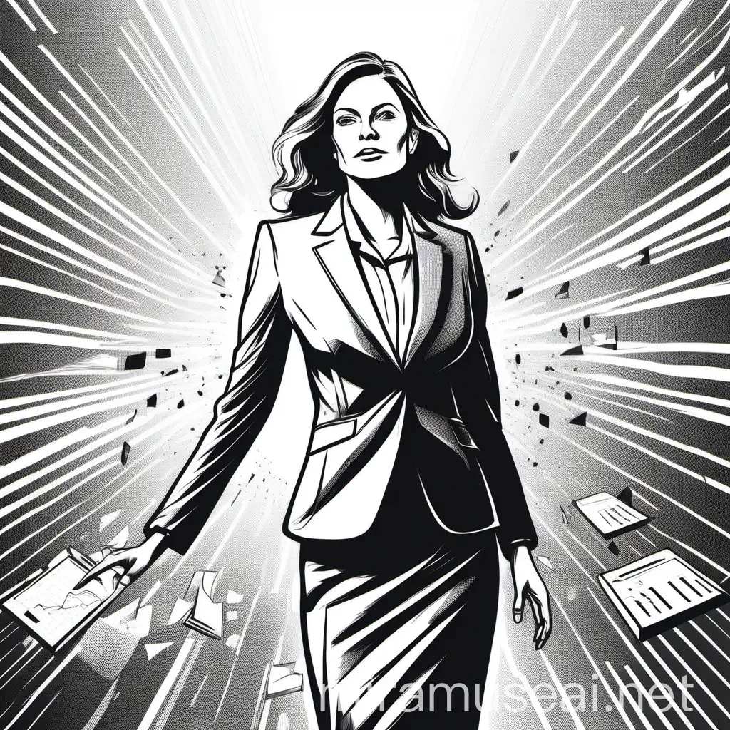 Black and white illustration of female business leader in a suit to go with the headline: With power comes great responsibility: What are the must-dos for business leaders to ensure long-term viability over the next decade?

Illustrated image, no type, transparent background
