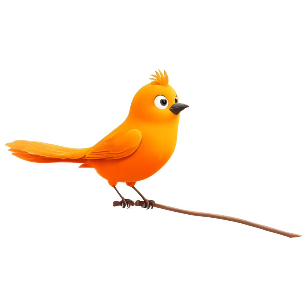 little orange bird, flying, cartoon style