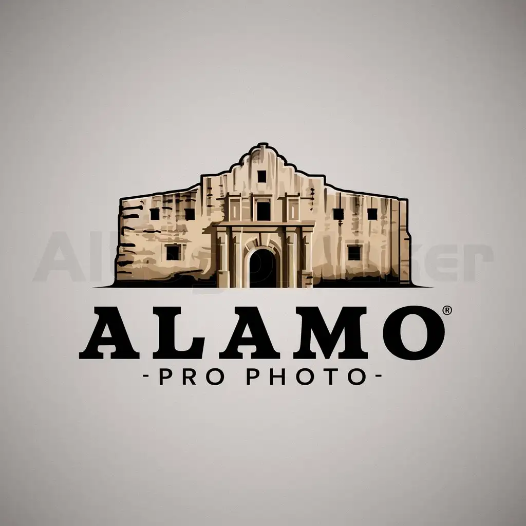 a logo design,with the text "Alamo Pro Photo", main symbol:The Alamo,Moderate,be used in Photography industry,clear background