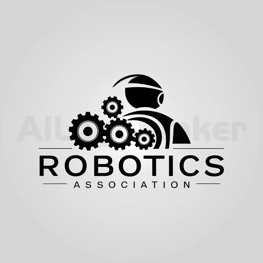 a logo design,with the text "机器人协会", main symbol:Gears, upper half of the robot,Minimalistic,be used in robot industry,clear background