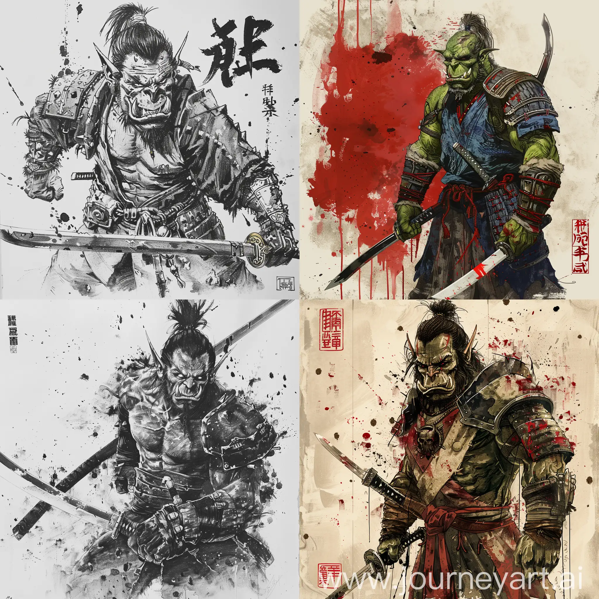 Samurai-Blademaster-Orc-in-Kata-Kamae-Illustration-Inspired-by-Yamatoe-Style
