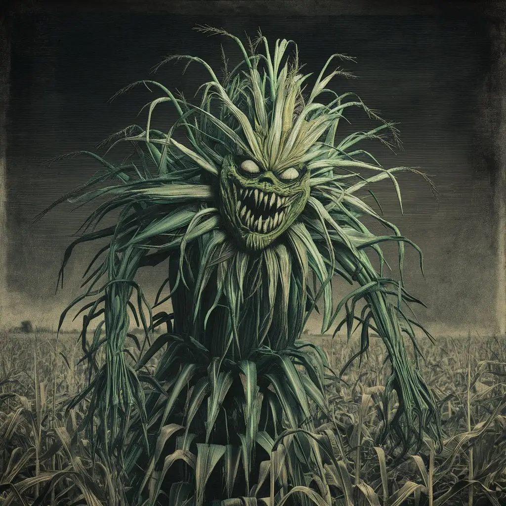 Sinister-Corn-Monster-Emerging-from-the-Fields-at-Dusk