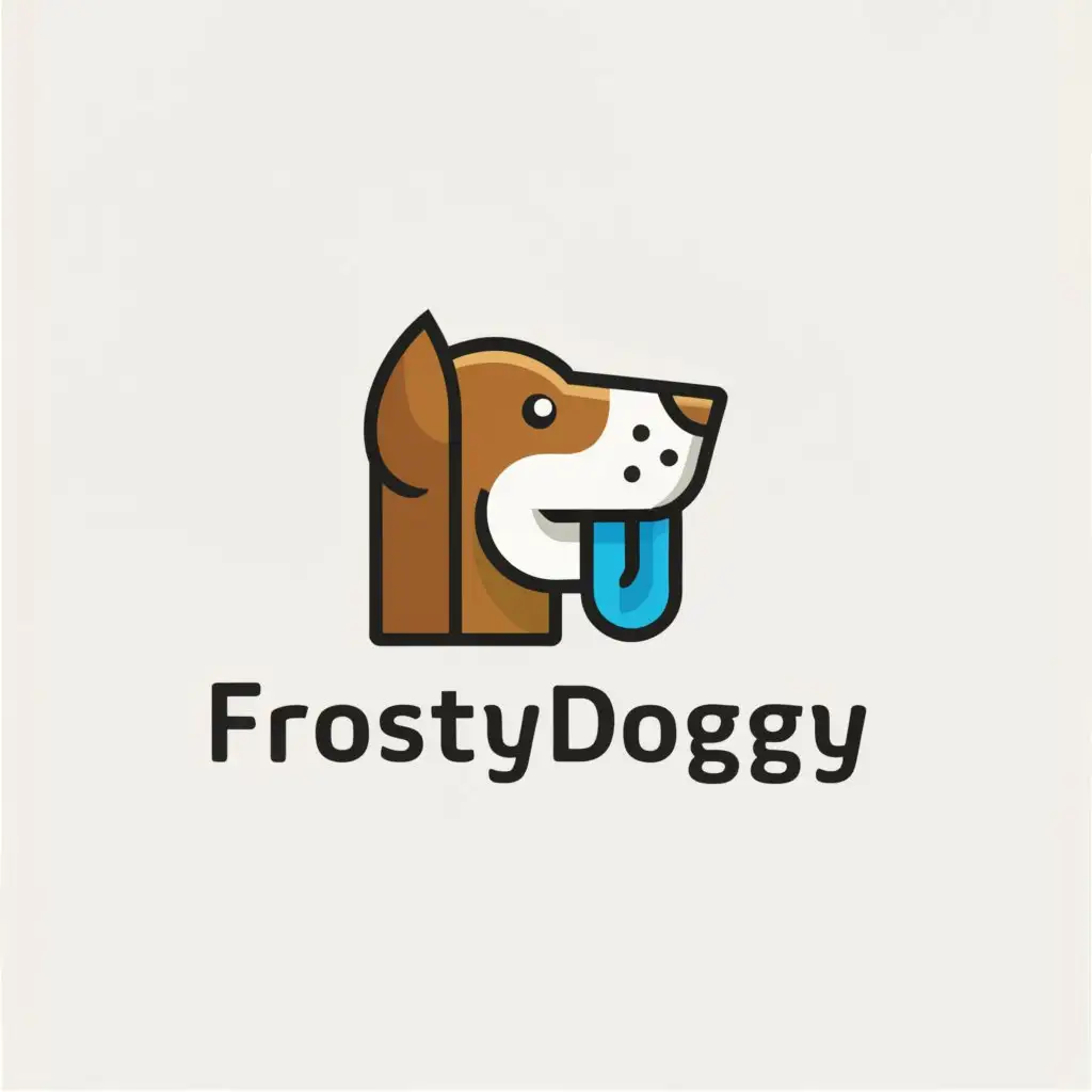 a logo design,with the text "FrostyDoggy", main symbol:FD,Moderate, be used in Animals Pets industry for ice cream trademark, pitbull dog,clear background