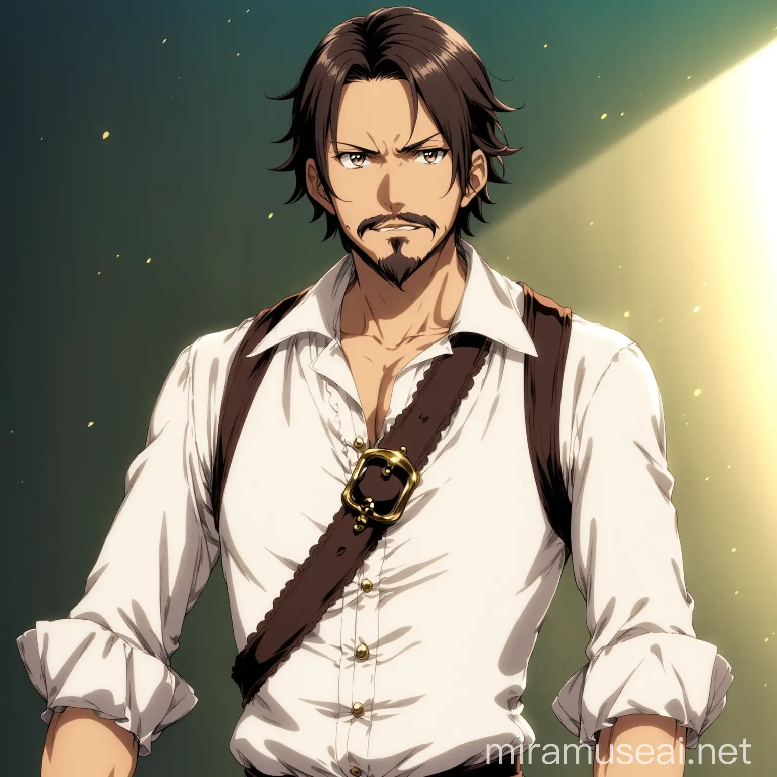 Victorian Shirt Pirate Man in Anime Style
