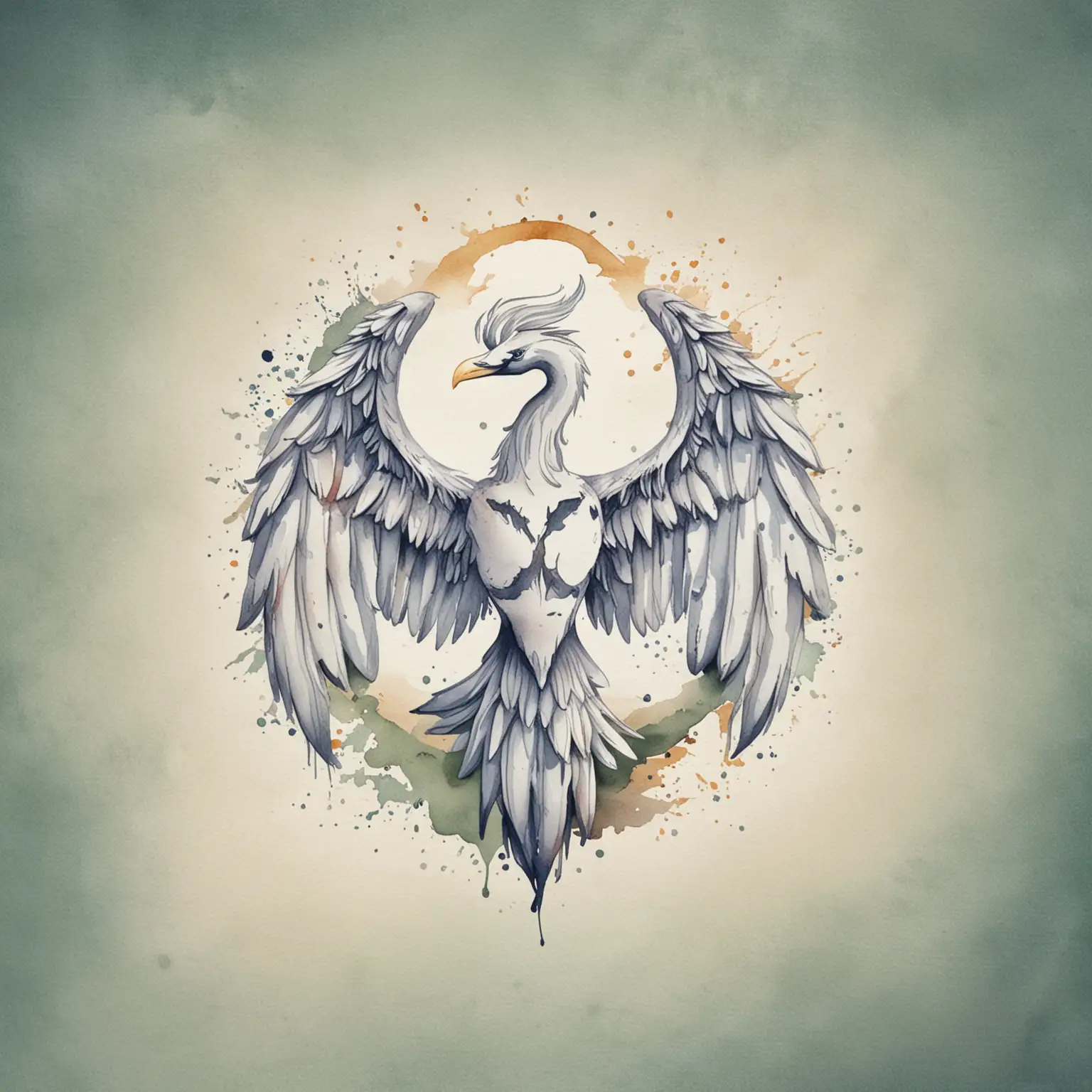 Elegant White Watercolor Icon Symbol for Seraphel