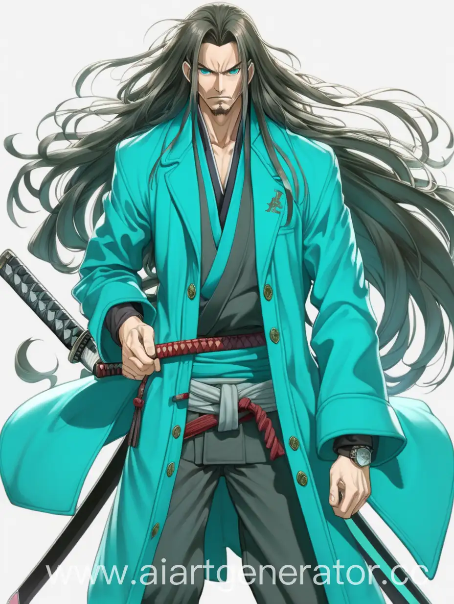 Tall-Anime-Swordsman-in-Turquoise-Coat-with-Twin-Katanas
