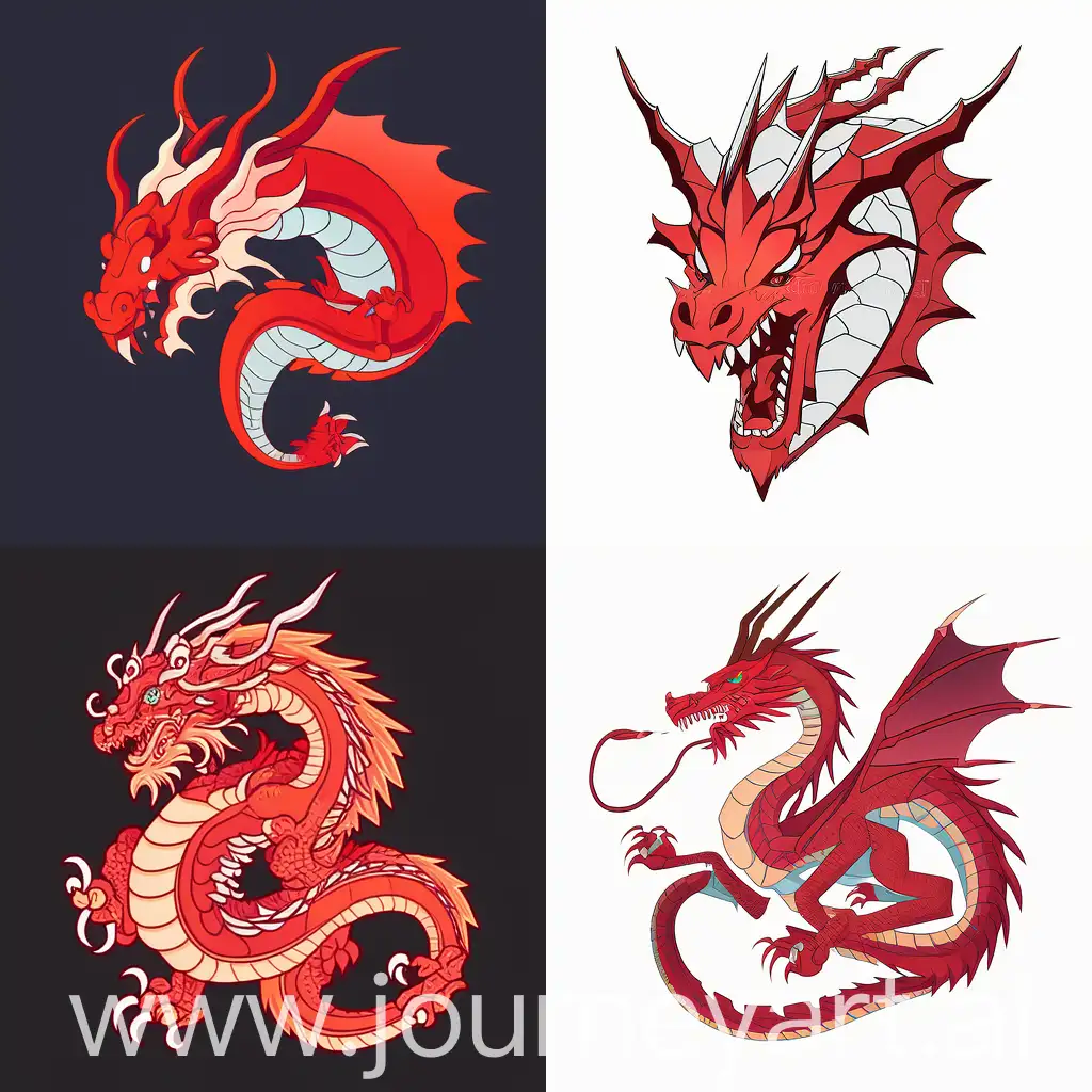 Majestic-Red-Dragon-Flat-Vector-Illustration
