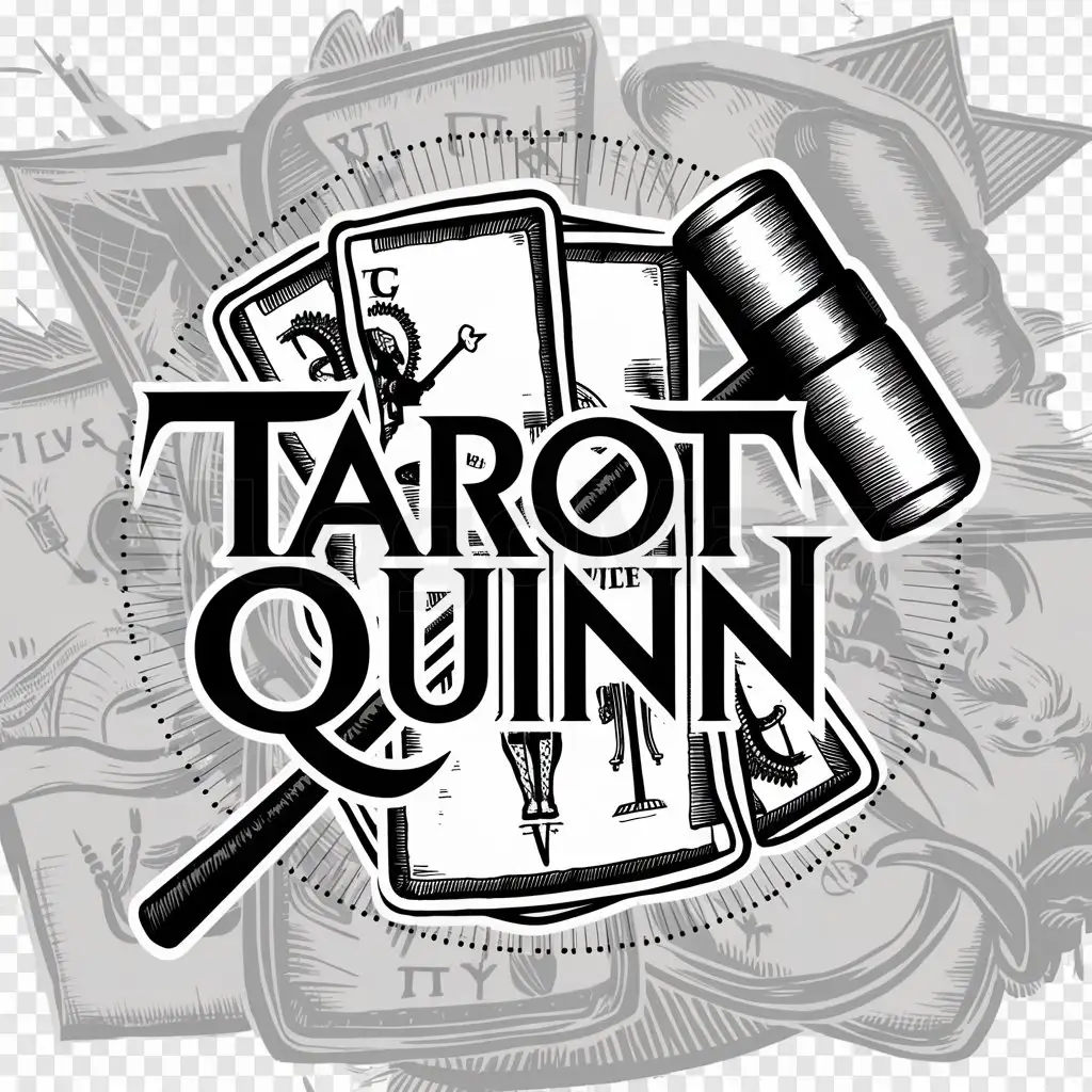 a logo design,with the text "Tarot Quinn", main symbol:Tarot - cartas -harleyquinn,complex,be used in Entertainment industry,clear background
