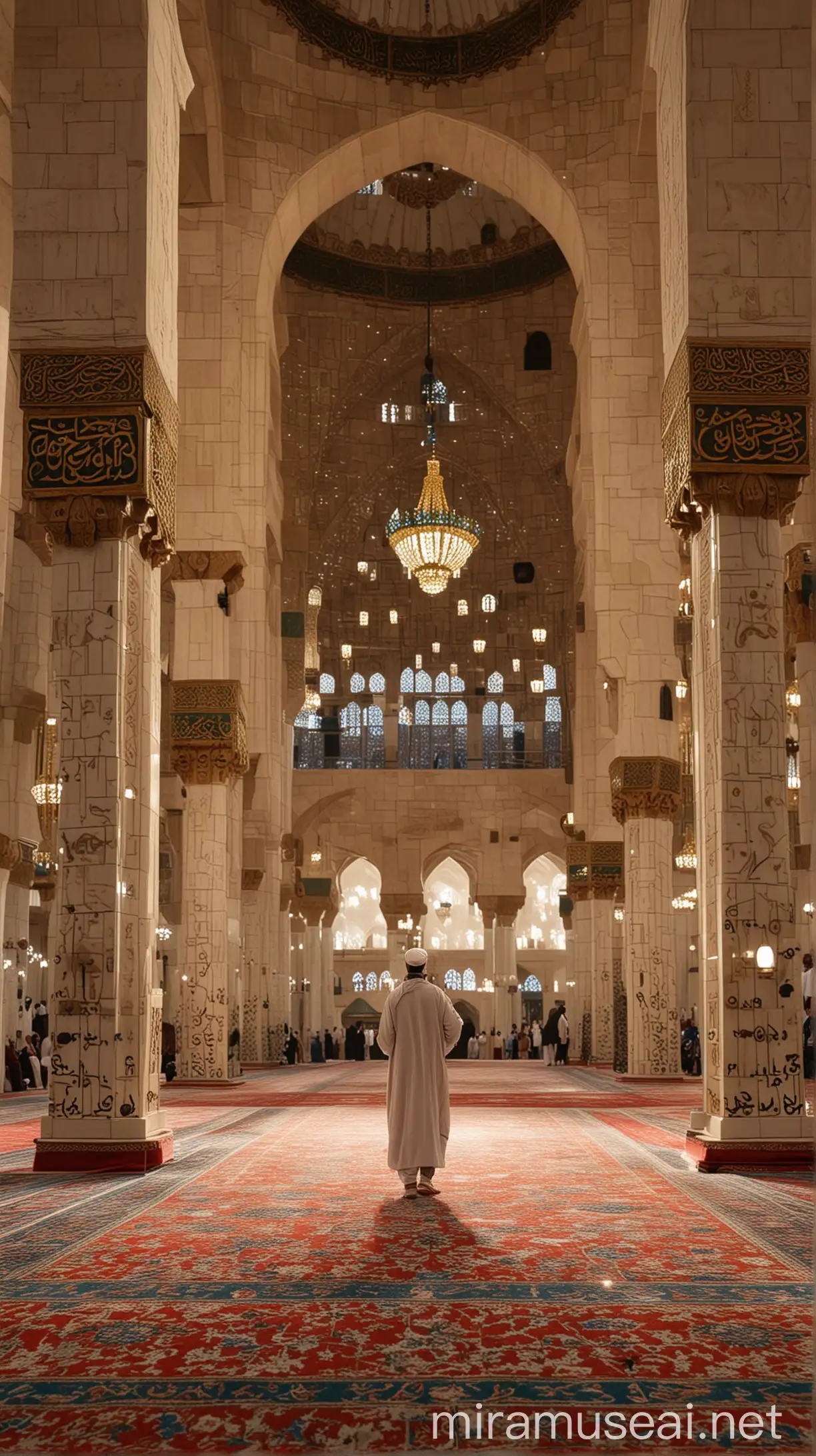 The Prophet Muhammad (ﷺ) Leading Prayers:

Description: Illustrate the Prophet Muhammad (ﷺ) leading prayers in a grand mosque, his serene countenance and graceful movements inspiring the congregation. Portray the scene with reverence and respect, emphasizing the spiritual significance of the moment.ISLAMIC TRADITION hd AND 4k