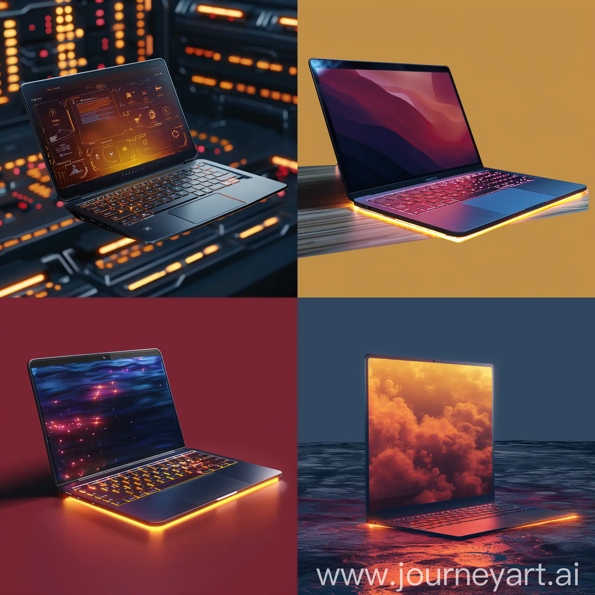 Futuristic:: laptop https://media.wired.com/photos/64daad6b4a854832b16fd3bc/master/pass/How-to-Choose-a-Laptop-August-2023-Gear.jpg, Transparent display, Holographic projection, Flexible and foldable design, Augmented reality interface, Biometric security, Self-healing materials, Wireless charging, Voice and gesture control, AI integration, Eco-friendly material, Thin and lightweight design, Edge-to-edge display, High-resolution display, Backlit keyboard, USB-C connectivity, Solid-state drive (SSD), Touchscreen functionality, Long battery life, Multiple connectivity options, Enhanced security features, octane render --stylize 1000