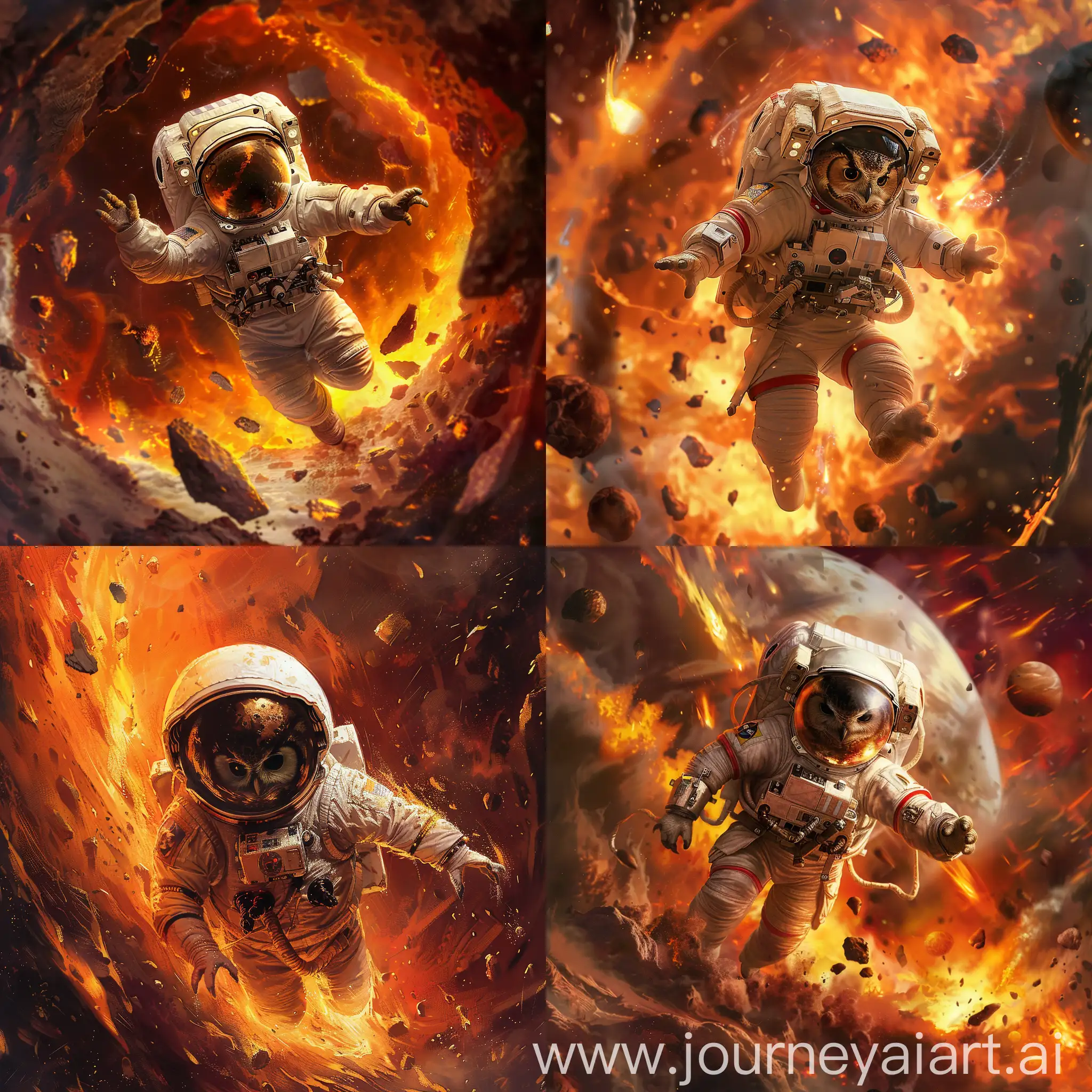 Astronaut-Owl-Exploring-Fiery-Planet