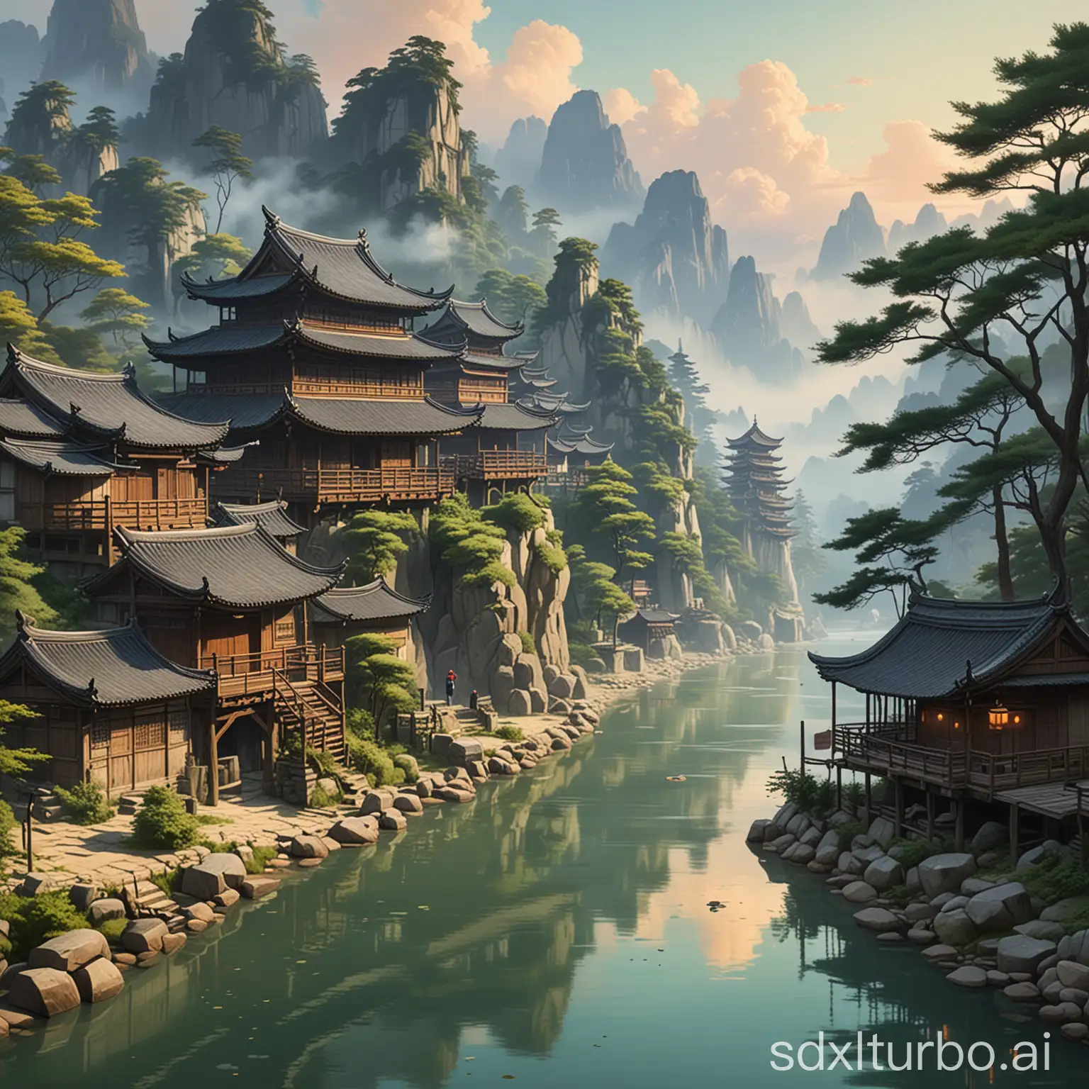 The Hubei scenery in the style of Miyazaki Hayao