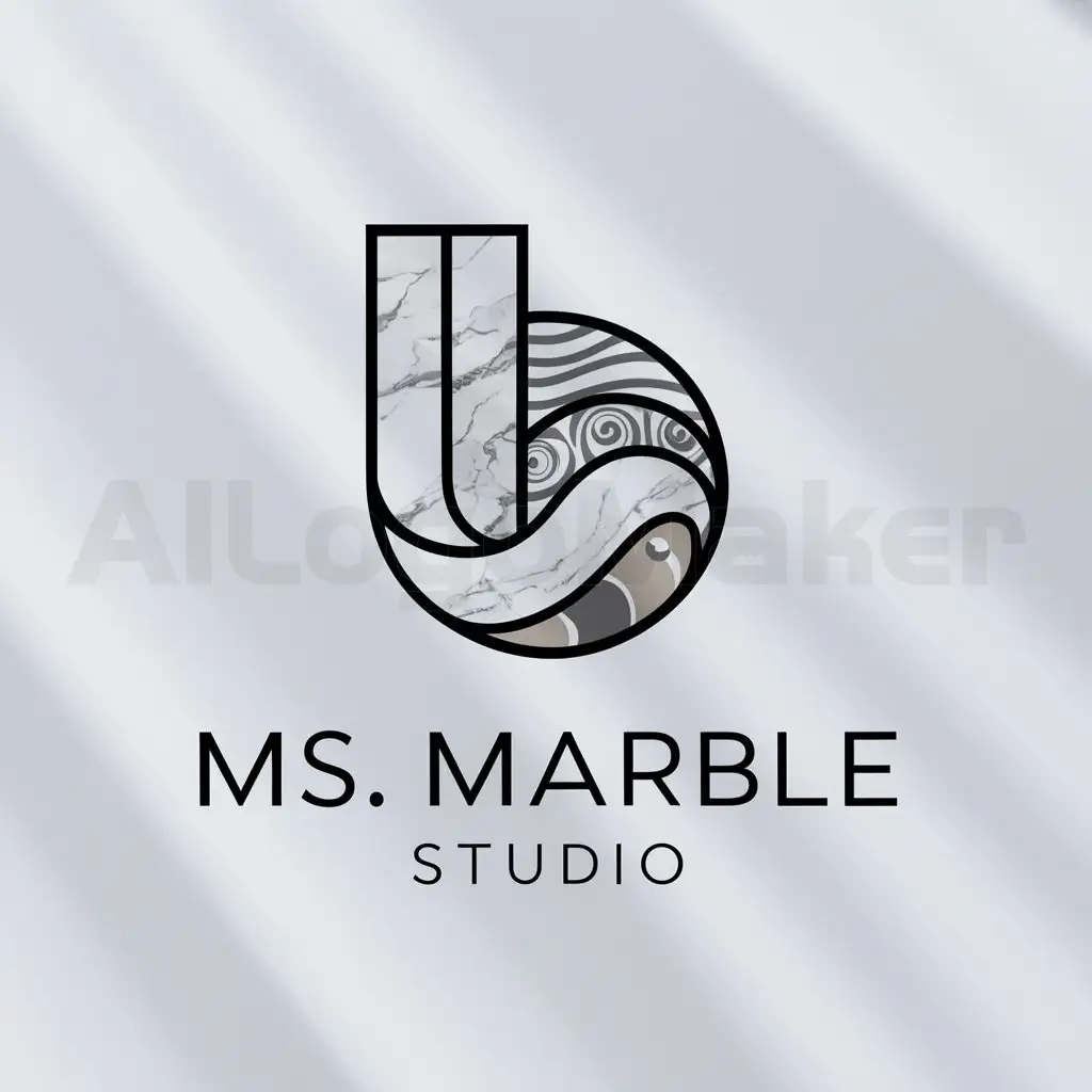 a logo design,with the text "ms marble studio", main symbol:and marble handicrafat,Moderate,clear background