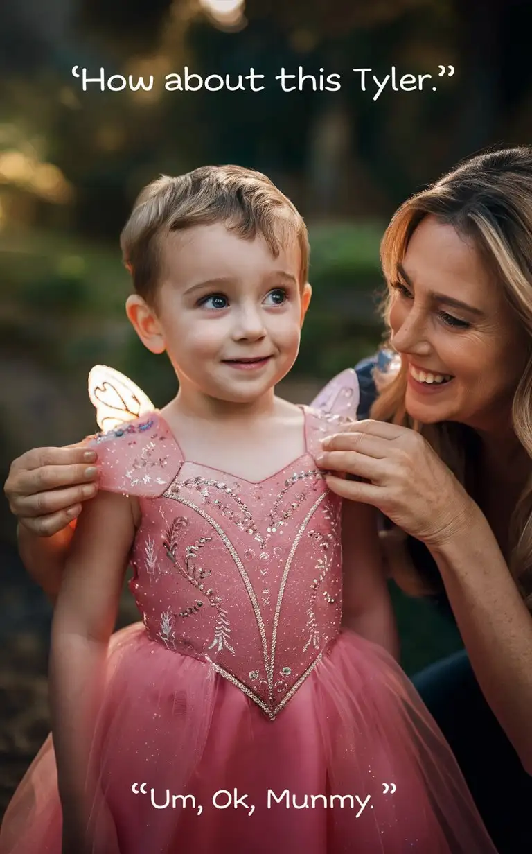 Mother-Dresses-Curious-Son-in-Sparkly-Pink-Fairy-Dress
