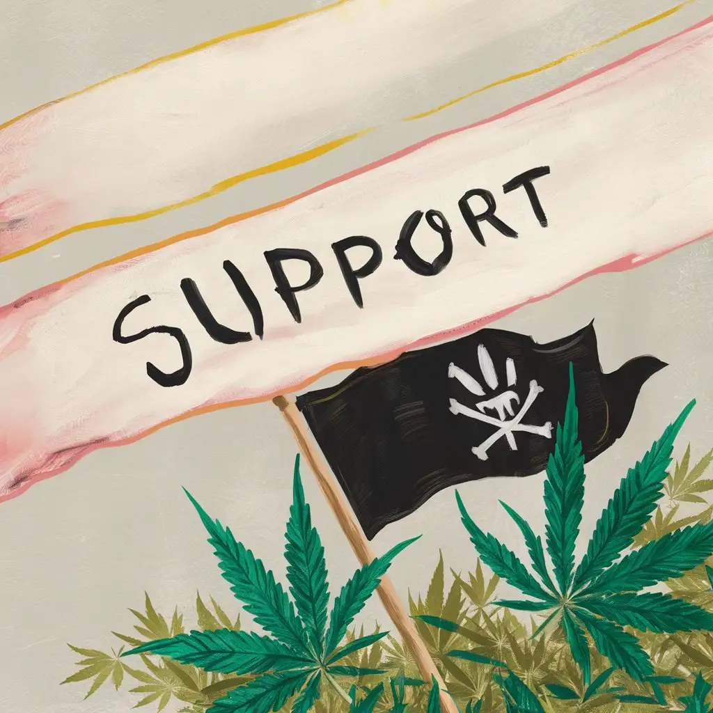 Pirate-Flag-with-Supportive-Message-and-Marijuana-Buds-in-Light-Gradient-Tones