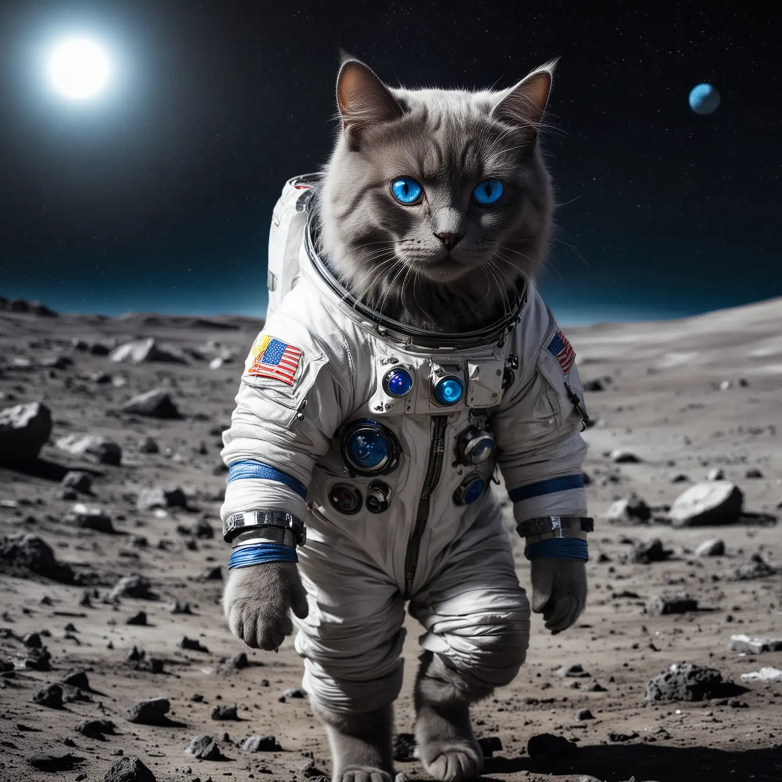 Spacewalking-Cat-Dark-Gray-Feline-Explores-the-Moon-in-a-Spacesuit