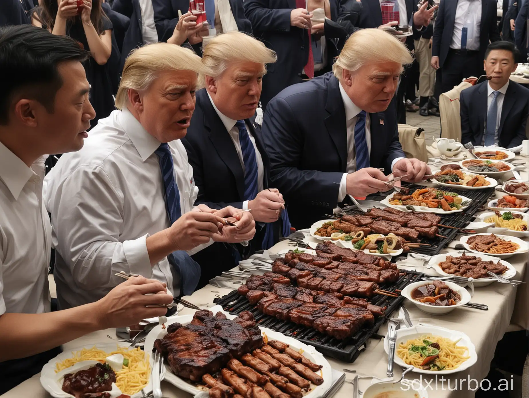 Trump eats barbecue in Wuhan