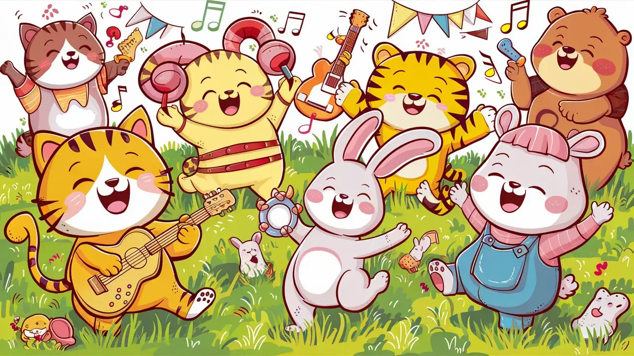 Adorable Animals Enjoying a Musical Party
