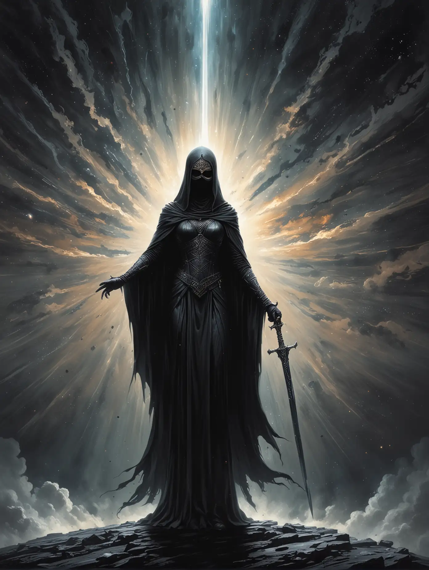 Sister-Geserit-Stands-Tall-at-the-Edge-of-a-Black-Hole-with-Cosmic-Sword