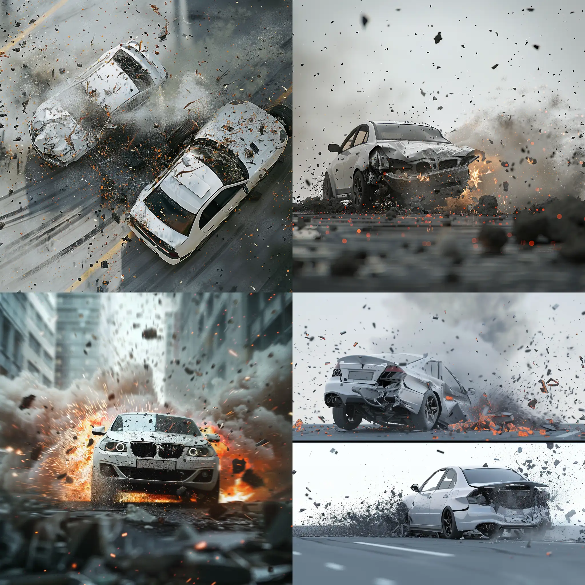 Various-Realistic-Accidents-with-a-White-Car-on-WhiteGrey-Background