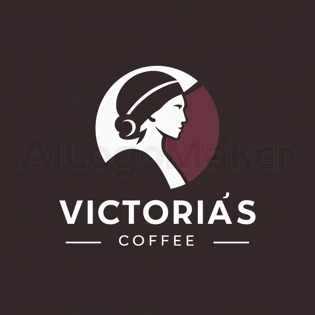 a logo design,with the text "Victorias Coffee", main symbol:a logo design,with the text 'Victorias Coffee', main symbol:the logo for mobile coffee shop, which is the women that collect the coffee beans in Colombia they are called chapolera, The colors are black, white & burgundy, creatively integrate in logo,Moderate,clear background,Moderate,clear background