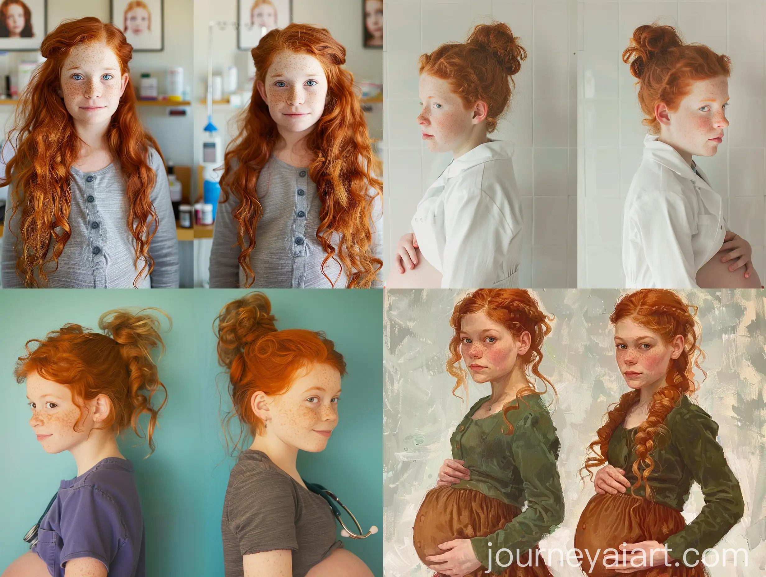 Scottish RedHeaded Twin Girls Expecting Twins Doctors Office Visit |  Journey AI Art