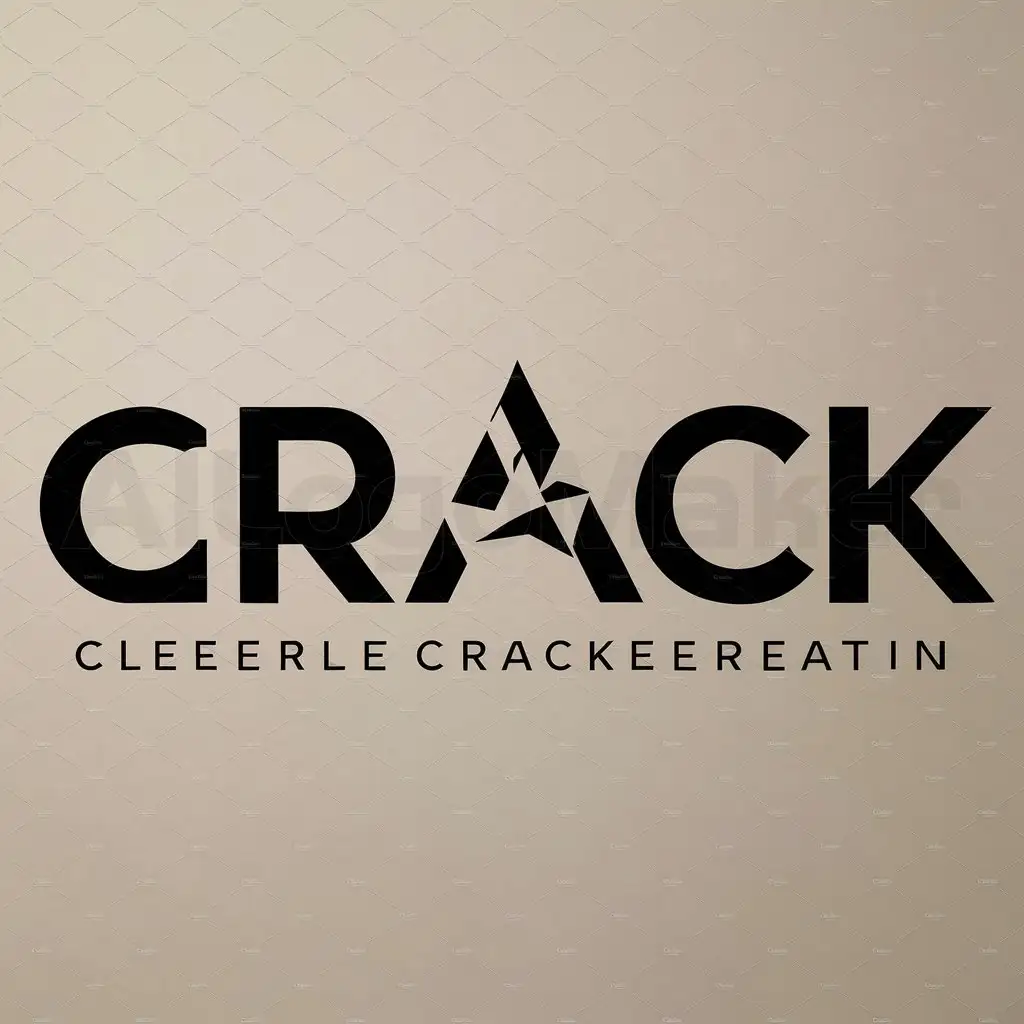 a logo design,with the text "CRACK", main symbol:cracked geometrical shape on middle letter of the logo name,Moderate,clear background