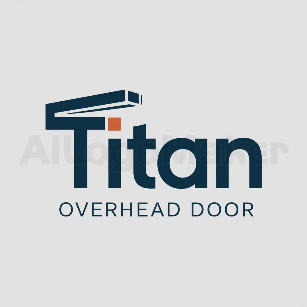 a logo design,with the text "TITAN Overhead Door", main symbol:The first letter of the company name integrated into the shape of an overhead door.,Moderate,clear background